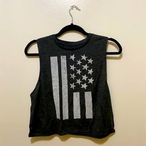 Aeropostale, Small grey w/ white USA flag tank top